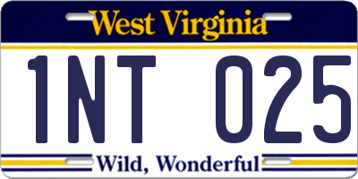 WV license plate 1NT025