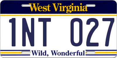 WV license plate 1NT027