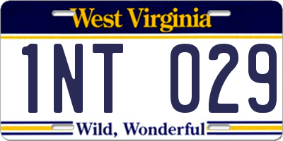 WV license plate 1NT029