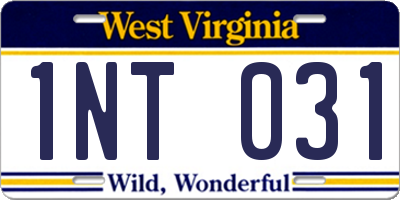 WV license plate 1NT031