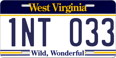 WV license plate 1NT033