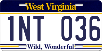 WV license plate 1NT036