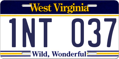 WV license plate 1NT037