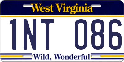 WV license plate 1NT086