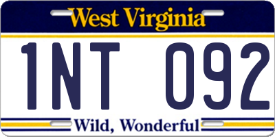 WV license plate 1NT092