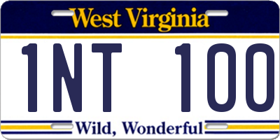 WV license plate 1NT100