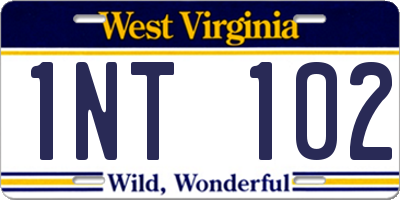 WV license plate 1NT102