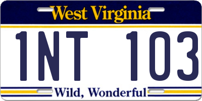 WV license plate 1NT103