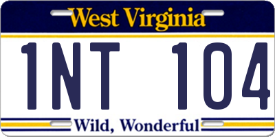 WV license plate 1NT104