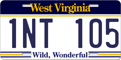 WV license plate 1NT105