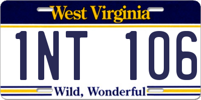WV license plate 1NT106