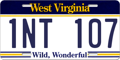 WV license plate 1NT107