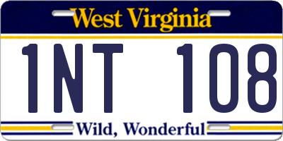 WV license plate 1NT108