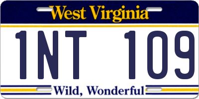 WV license plate 1NT109