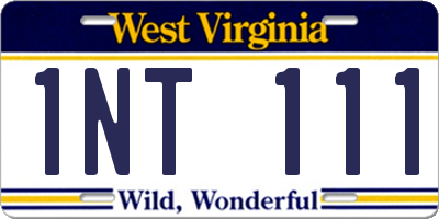 WV license plate 1NT111