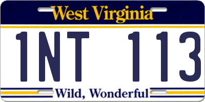 WV license plate 1NT113