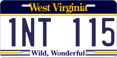 WV license plate 1NT115