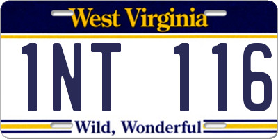 WV license plate 1NT116