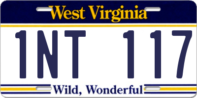 WV license plate 1NT117