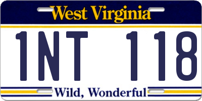 WV license plate 1NT118