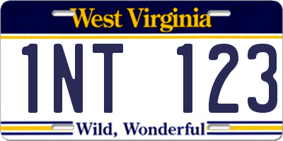 WV license plate 1NT123