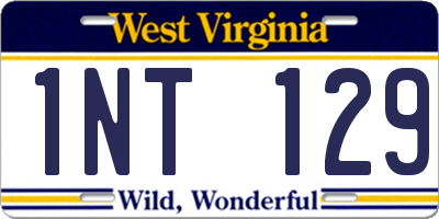 WV license plate 1NT129