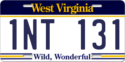 WV license plate 1NT131