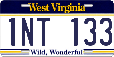 WV license plate 1NT133