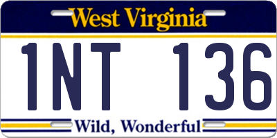WV license plate 1NT136
