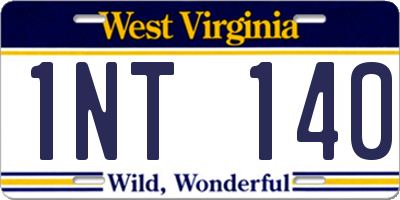 WV license plate 1NT140