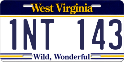 WV license plate 1NT143