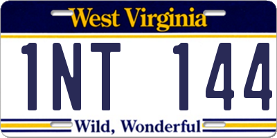 WV license plate 1NT144