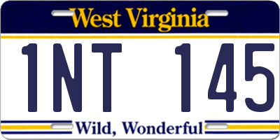 WV license plate 1NT145