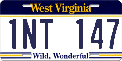 WV license plate 1NT147