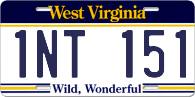 WV license plate 1NT151