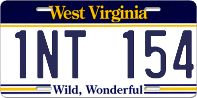 WV license plate 1NT154