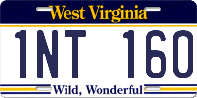 WV license plate 1NT160