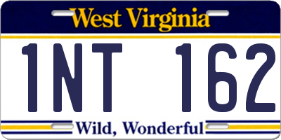 WV license plate 1NT162