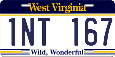 WV license plate 1NT167