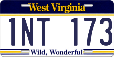 WV license plate 1NT173