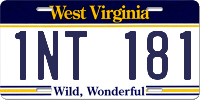 WV license plate 1NT181
