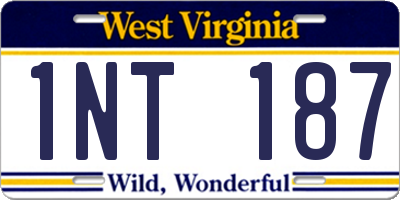 WV license plate 1NT187