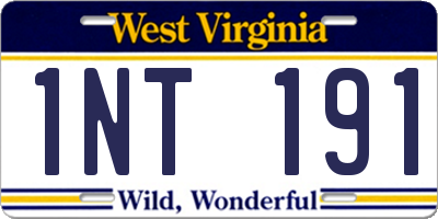 WV license plate 1NT191