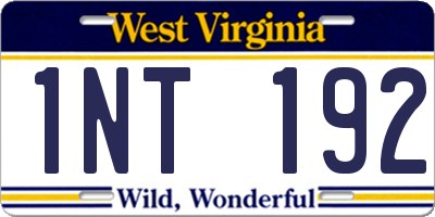 WV license plate 1NT192