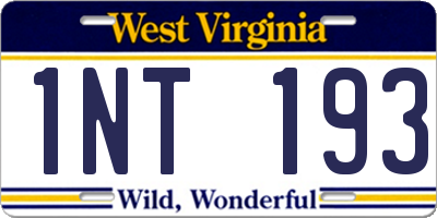 WV license plate 1NT193