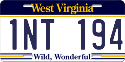 WV license plate 1NT194