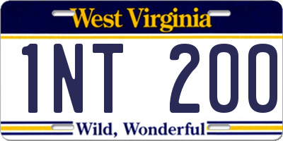 WV license plate 1NT200