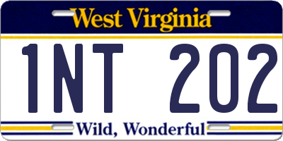 WV license plate 1NT202