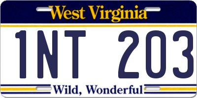 WV license plate 1NT203