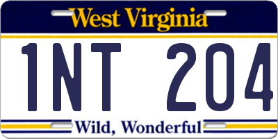 WV license plate 1NT204